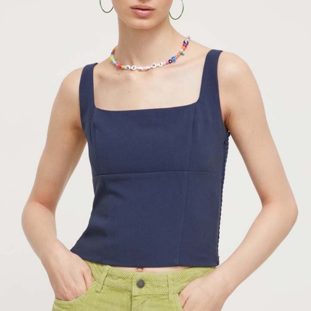 Abercrombie & Fitch Navy Square-Neck Tank Top